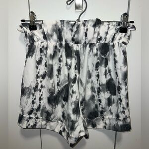 Black and white tie die shorts